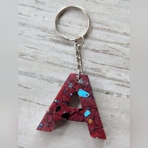Letter A resin keychain